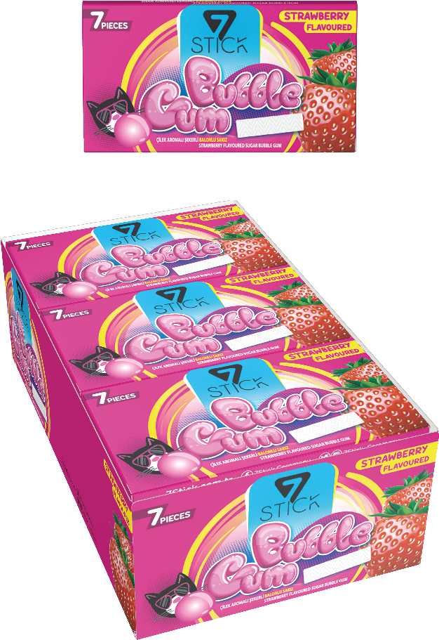 7STICK SEKERLI 7LI ÇİLEK AROMALI SAKIZ 14,5gr (24 Adet)