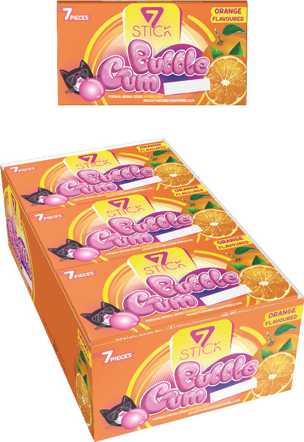 7STICK SEKERLI 7LI PORTAKAL AROMALI SAKIZ 14,5gr (24 Adet)