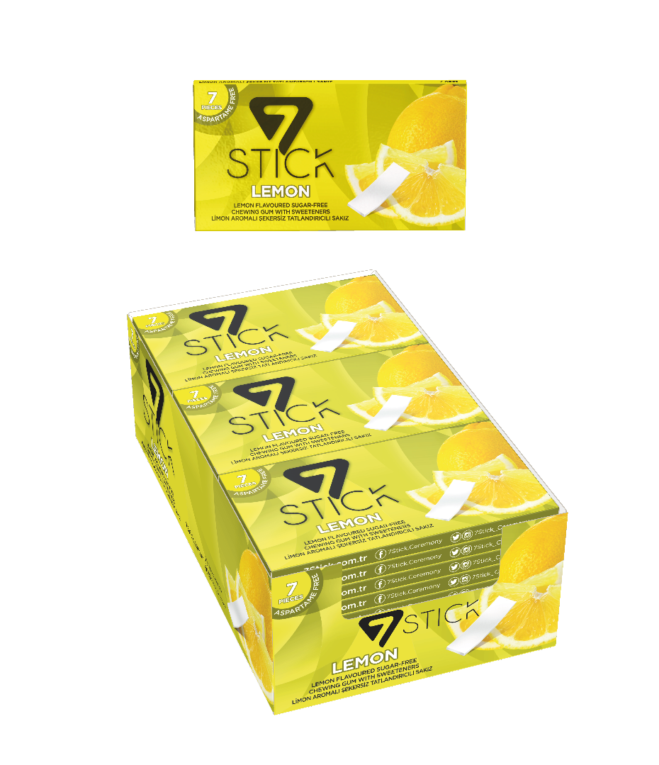 7STICK SEKERSIZ 7LI LIMON AROMALI SAKIZ 14,5gr (24 Adet)