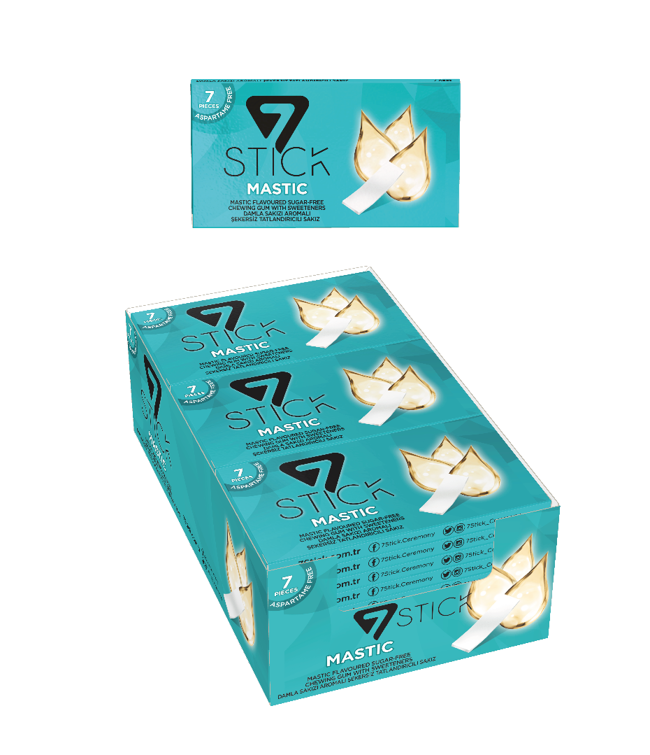 7STICK SEKERSIZ 7LI DAMLA SAKIZI AROMALI SAKIZ 14,5gr (24 Adet)