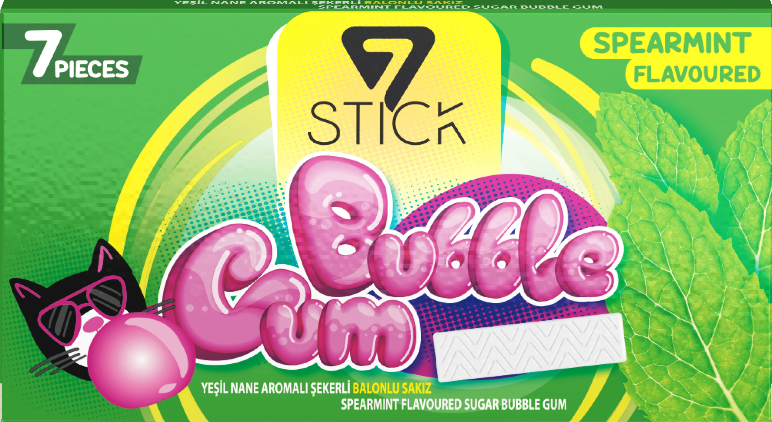 7STICK SEKERLI 7LI YEŞİL NANE AROMALI SAKIZ 14,5gr