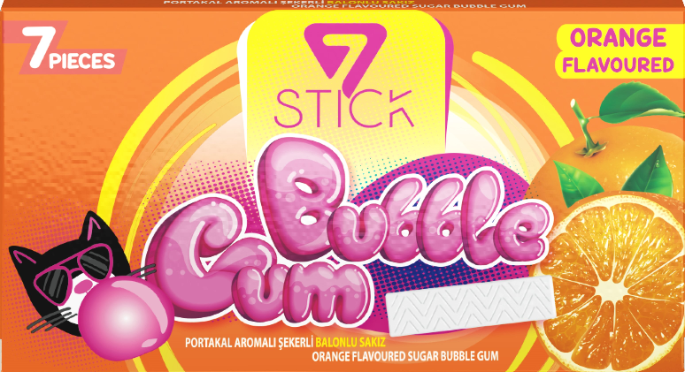 7STICK SEKERLI 7LI PORTAKAL AROMALI SAKIZ 14,5gr