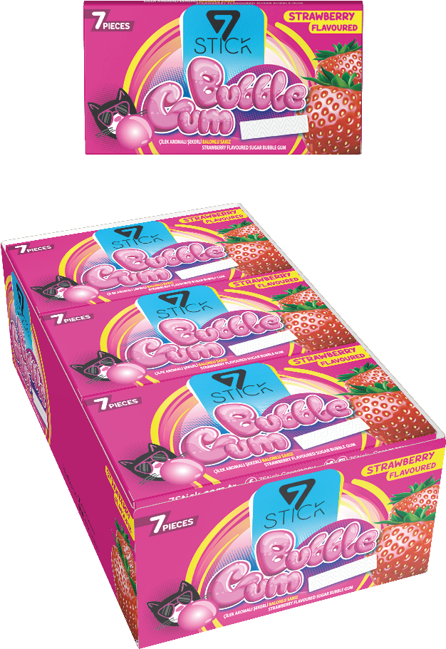 7STICK SEKERLI 7LI ÇİLEK AROMALI SAKIZ 14,5gr (24 Adet)