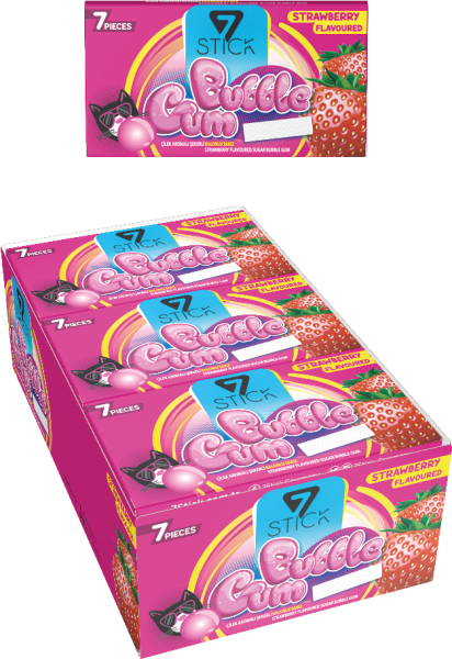 7STICK SEKERLI 7LI ÇİLEK AROMALI SAKIZ 14,5gr (24 Adet)