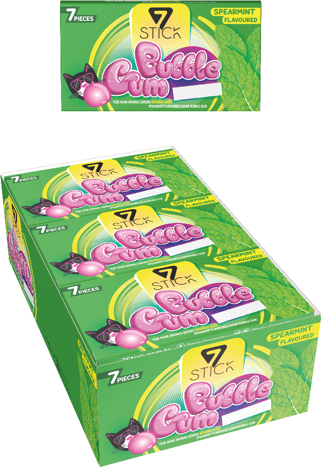 7STICK SEKERLI 7LI YEŞİL NANE AROMALI SAKIZ 14,5gr (24 Adet)