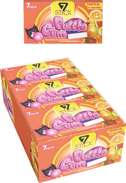 7STICK SEKERLI 7LI TROPIKAL AROMALI SAKIZ 14,5gr (24 Adet)