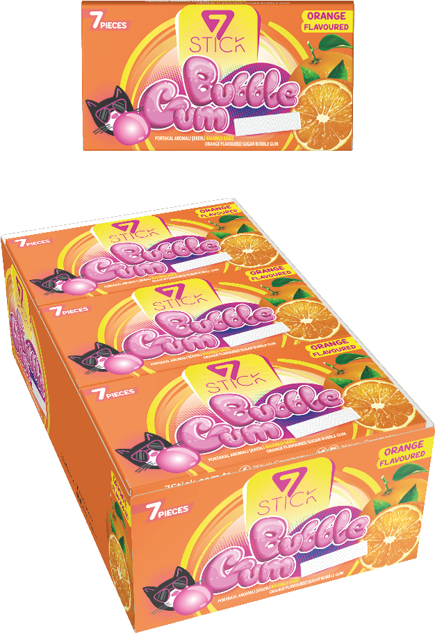 7STICK SEKERLI 7LI PORTAKAL AROMALI SAKIZ 14,5gr (24 Adet)