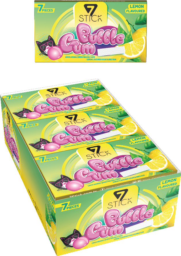 7STICK SEKERLI 7LI LIMON AROMALI SAKIZ 14,5gr (24 Adet)