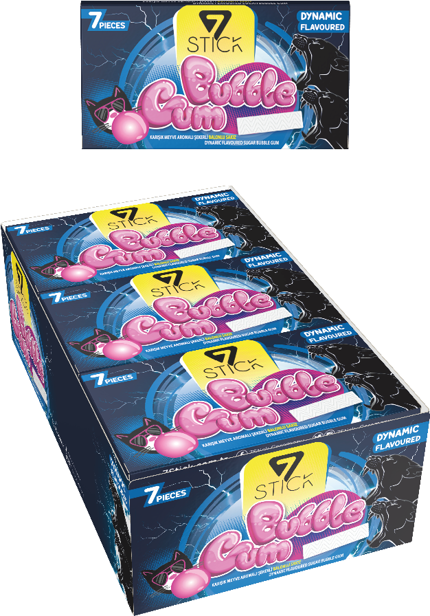 7STICK SEKERLI 7LI KARIŞIK MEYVE AROMALI SAKIZ 14,5gr (24 Adet)