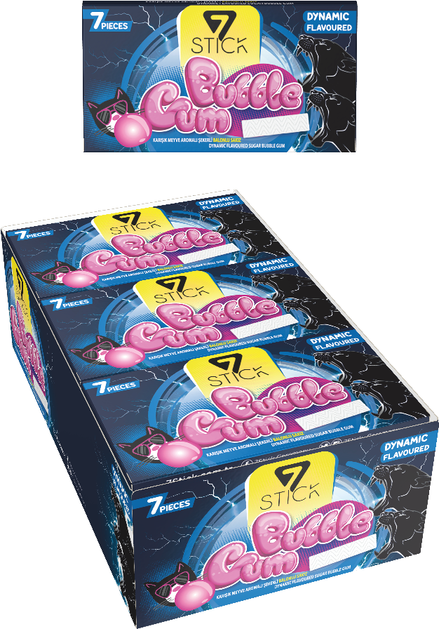 7STICK SEKERLI 7LI KARIŞIK MEYVE AROMALI SAKIZ 14,5gr (24 Adet)