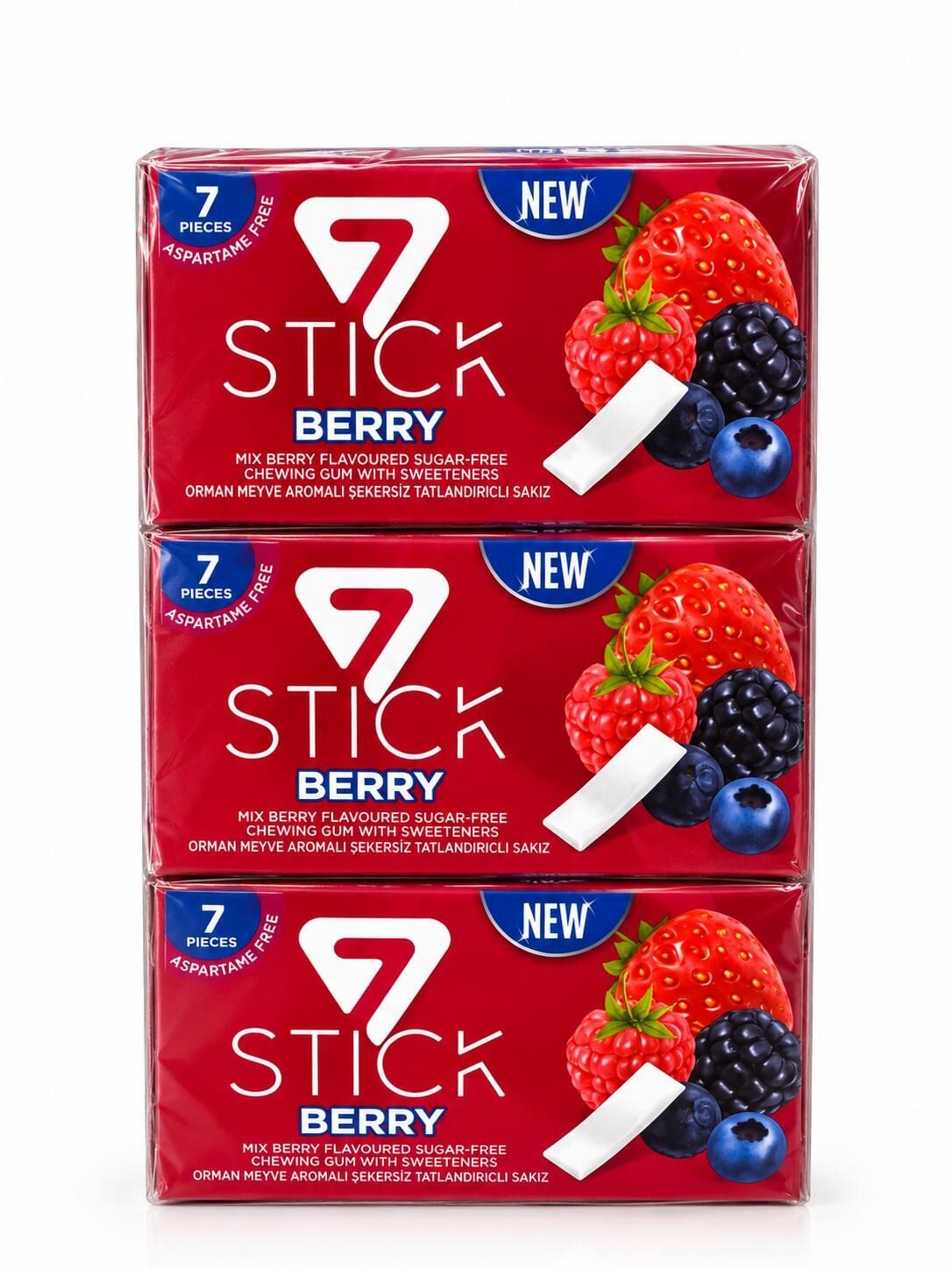 7 STICK ŞEKERLİ 7 Lİ KARIŞIK BERRY AROMALI SAKIZ 14,5 GR