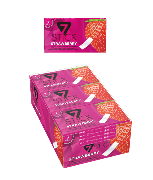 7STICK SEKERSIZ 7LI ÇİLEK AROMALI SAKIZ 14,5gr (24 Adet)