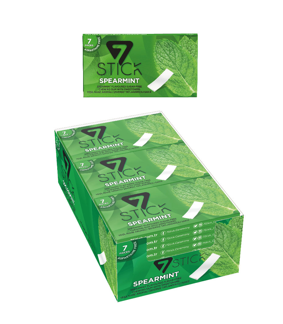 7STICK SEKERSIZ 7LI YEŞİL NANE AROMALI SAKIZ 14,5gr (24 Adet)