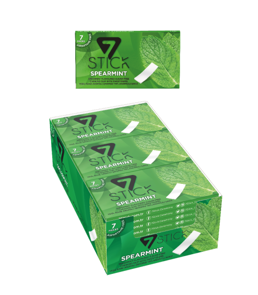 7STICK SEKERSIZ 7LI YEŞİL NANE AROMALI SAKIZ 14,5gr (24 Adet)