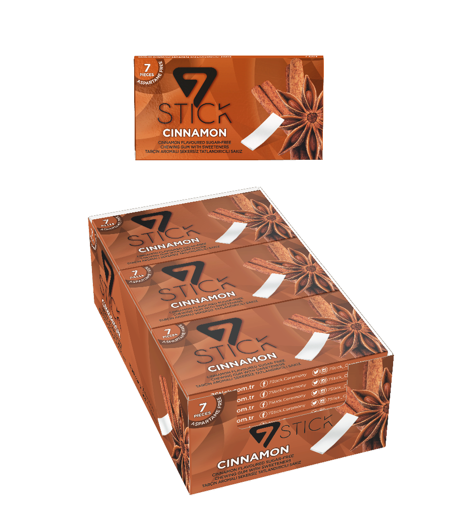 7STICK SEKERSIZ 7LI TARÇIN AROMALI SAKIZ 14,5gr (24 Adet)