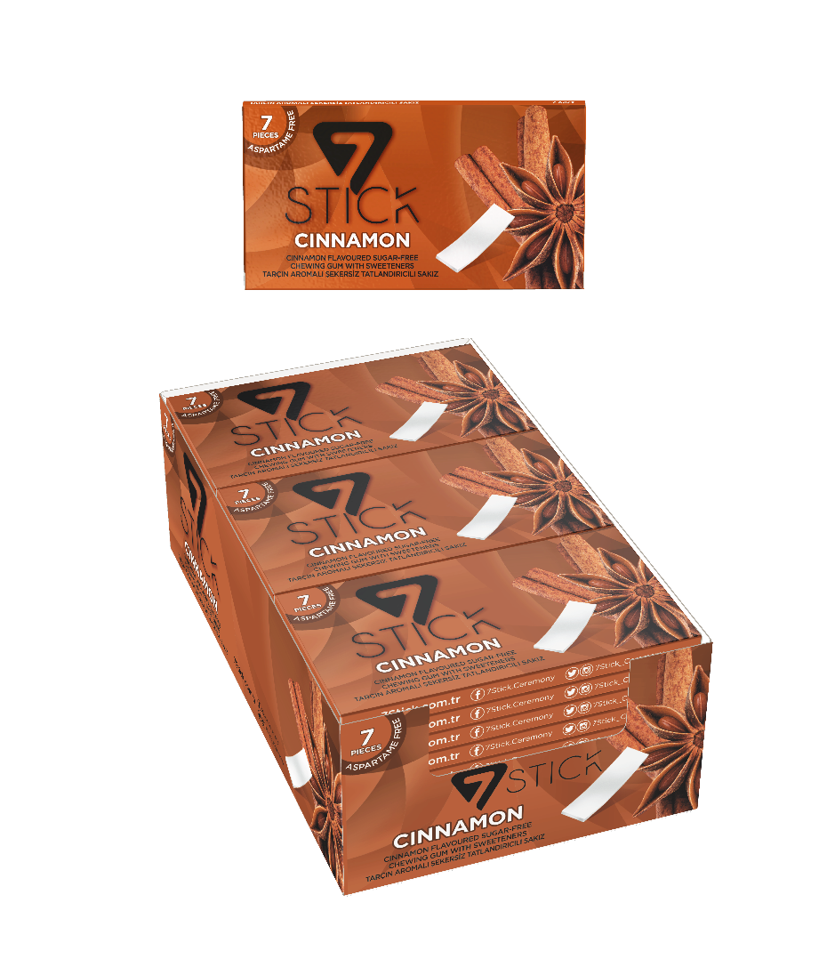 7STICK SEKERSIZ 7LI TARÇIN AROMALI SAKIZ 14,5gr (24 Adet)