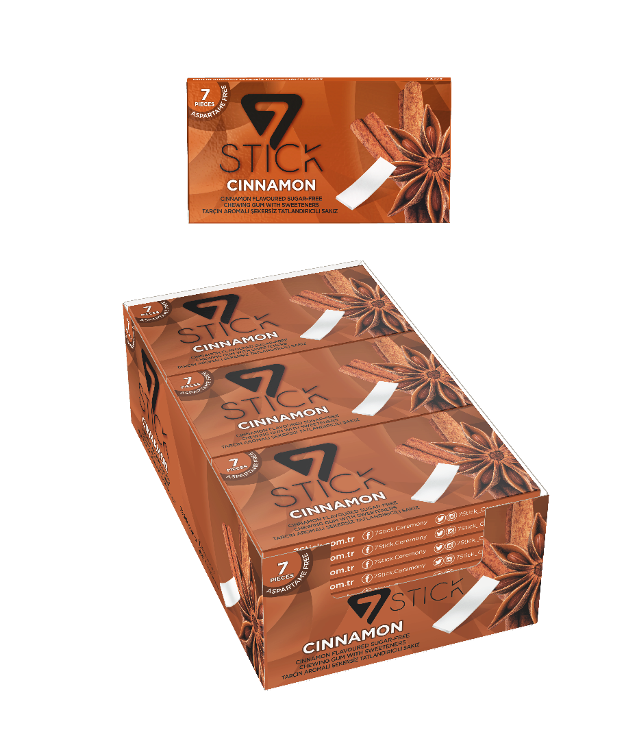 7STICK SEKERSIZ 7LI TARÇIN AROMALI SAKIZ 14,5gr (24 Adet)