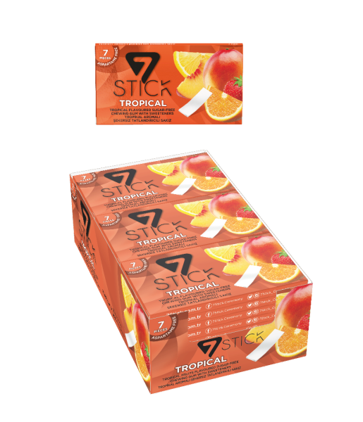 7STICK SEKERSIZ 7LI TROPIKAL AROMALI SAKIZ 14,5gr (24 Adet)