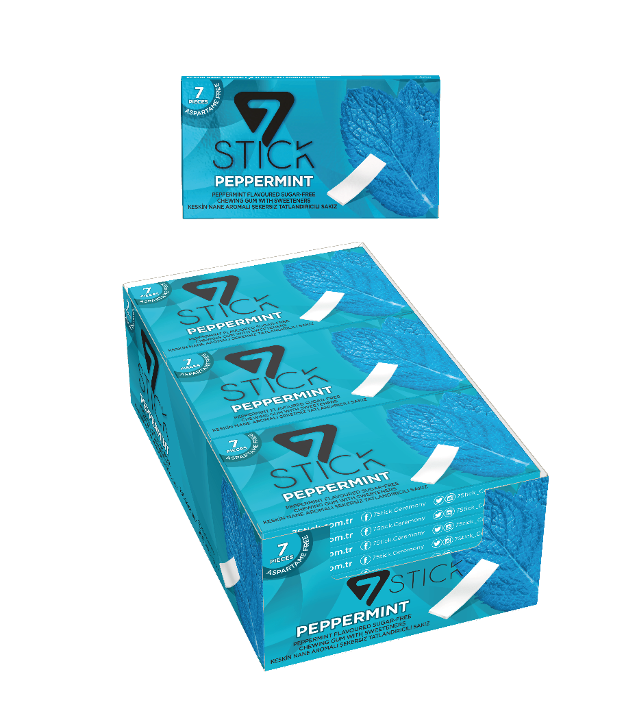 7STICK SEKERSIZ 7LI KESKİN NANE AROMALI SAKIZ 14,5gr (24 Adet)