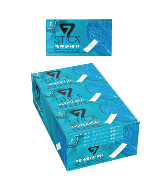 7STICK SEKERSIZ 7LI KESKİN NANE AROMALI SAKIZ 14,5gr (24 Adet)