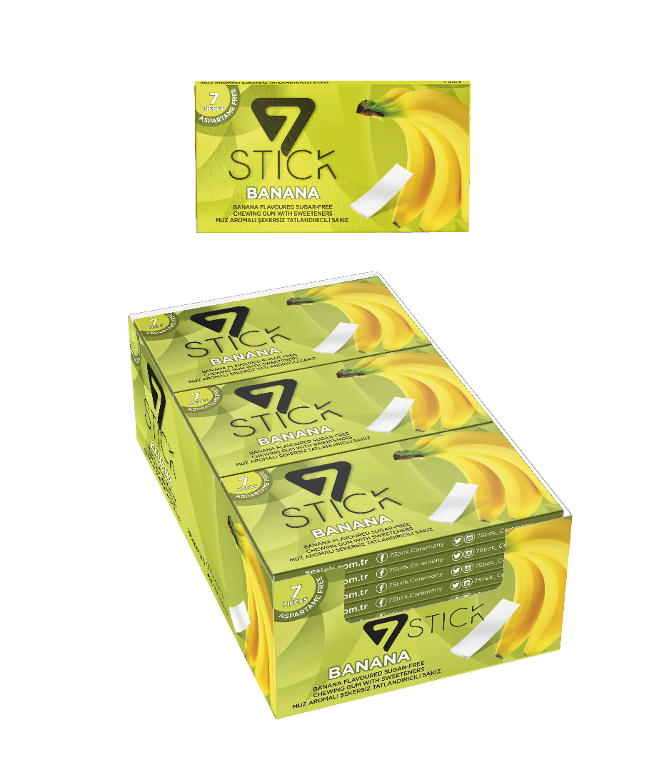 7STICK SEKERSIZ 7LI MUZ AROMALI SAKIZ 14,5gr (24 Adet)