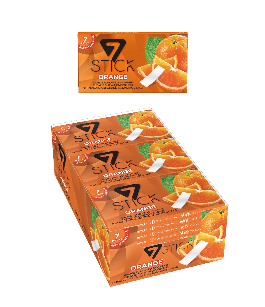 7STICK SEKERSIZ 7LI PORTAKAL AROMALI SAKIZ 14,5gr (24 Adet)