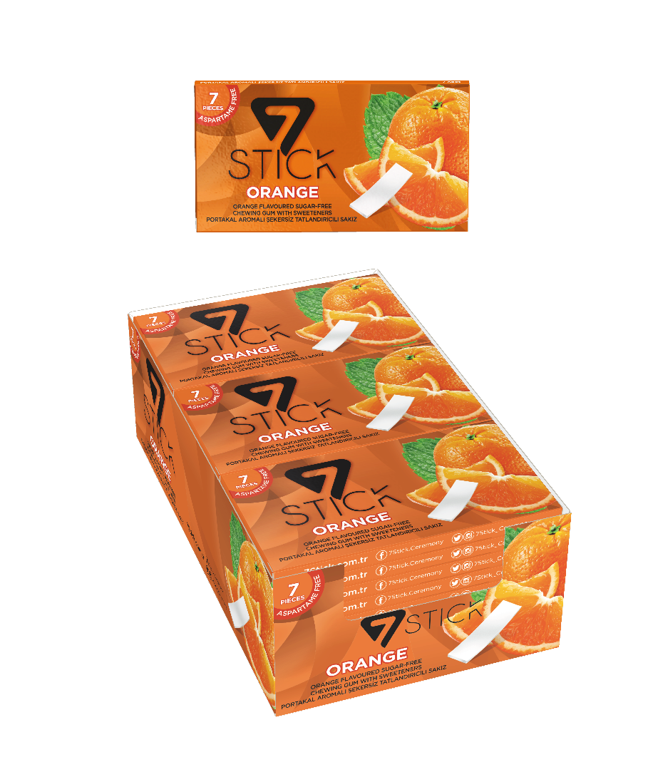 7STICK SEKERSIZ 7LI PORTAKAL AROMALI SAKIZ 14,5gr (24 Adet)