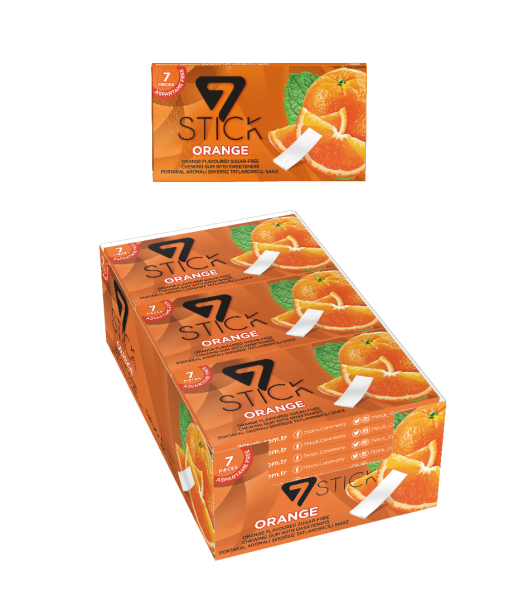 7STICK SEKERSIZ 7LI PORTAKAL AROMALI SAKIZ 14,5gr (24 Adet)