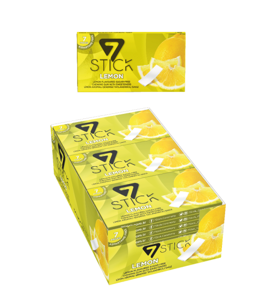 7STICK SEKERSIZ 7LI LIMON AROMALI SAKIZ 14,5gr (24 Adet)