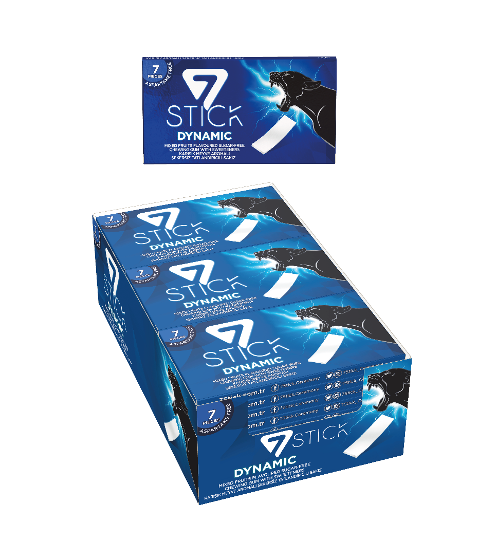 7STICK SEKERSIZ 7LI KARIŞIK MEYVE AROMALI SAKIZ 14,5gr (24 Adet)