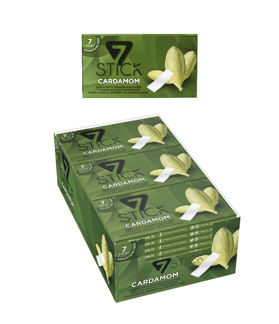 7STICK SEKERSIZ 7LI KAKULE AROMALI SAKIZ 14,5gr (24 Adet)