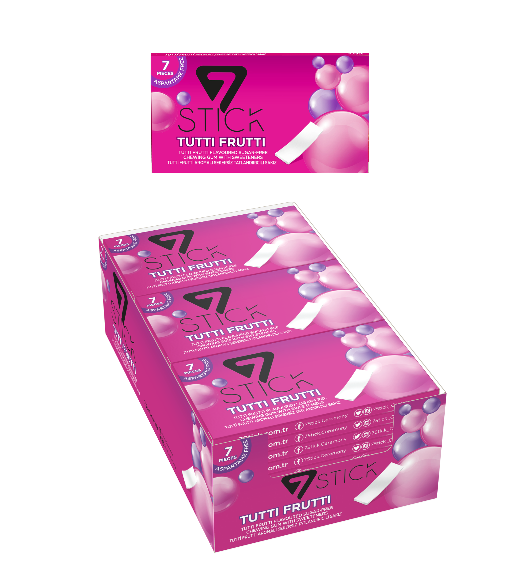 7STICK SEKERSIZ 7LI TUTTI FRUTTI AROMALI SAKIZ 14,5gr (24 Adet)