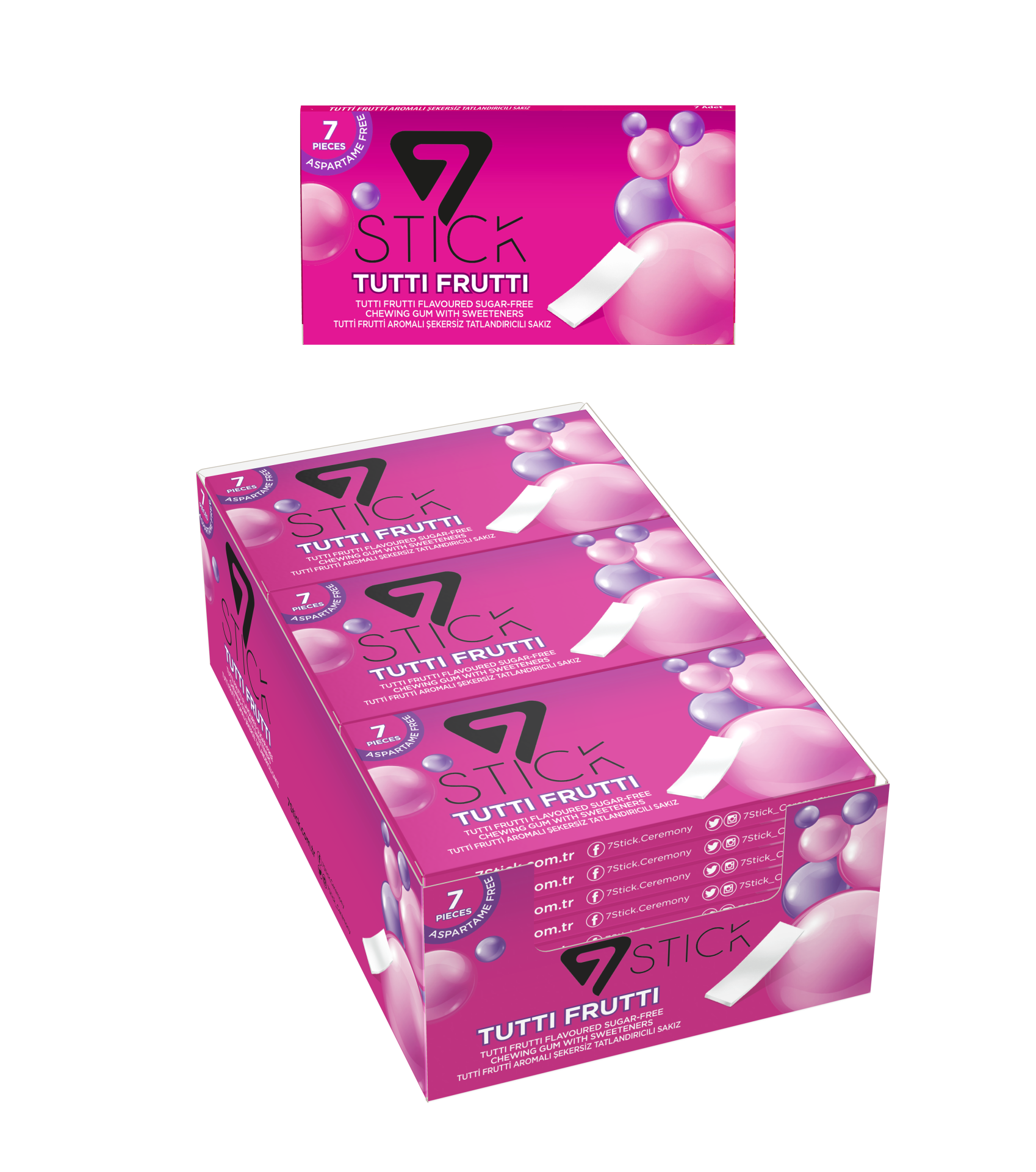 7STICK SEKERSIZ 7LI TUTTI FRUTTI AROMALI SAKIZ 14,5gr (24 Adet)