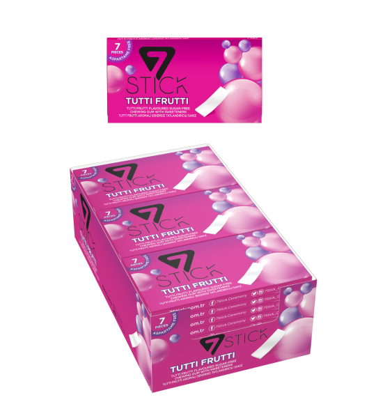 7STICK SEKERSIZ 7LI TUTTI FRUTTI AROMALI SAKIZ 14,5gr (24 Adet)