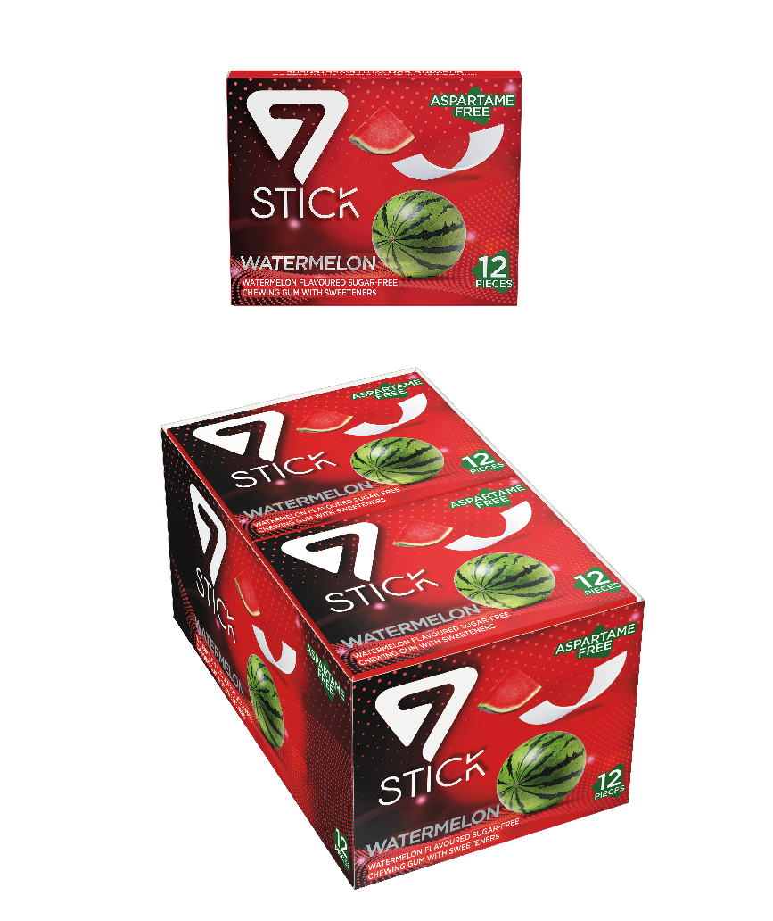 7STICK SEKERSIZ 12LI KARPUZ AROMALI SAKIZ 33gr (12 Adet)