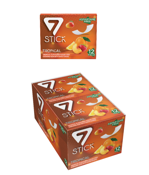 7STICK SEKERSIZ 12LI TROPIKAL AROMALI SAKIZ 33gr (12 Adet)