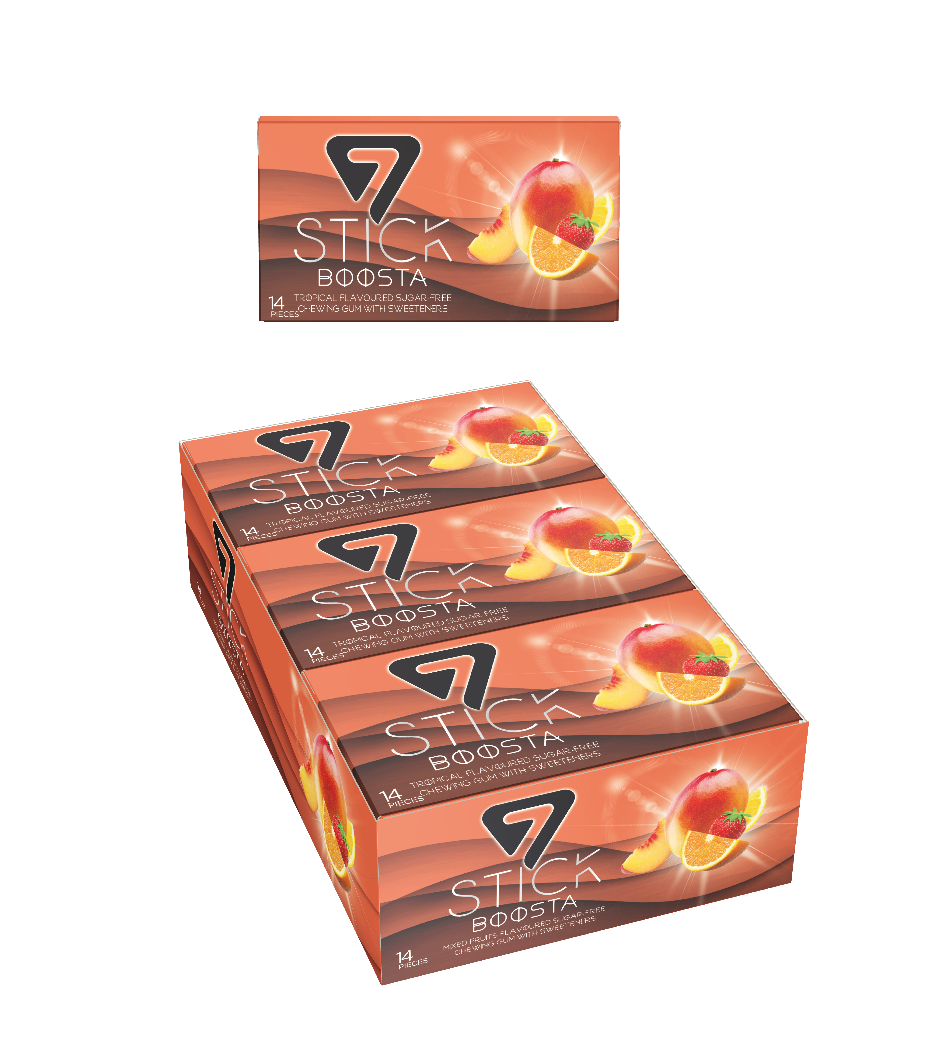7STICK SEKERSIZ 14LU TROPIKAL AROMALI SAKIZ 29gr (12 Adet)