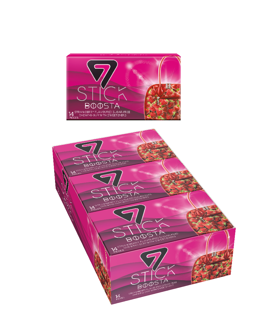 7STICK SEKERSIZ 14LU ÇİLEK AROMALI SAKIZ 29gr (12 Adet)