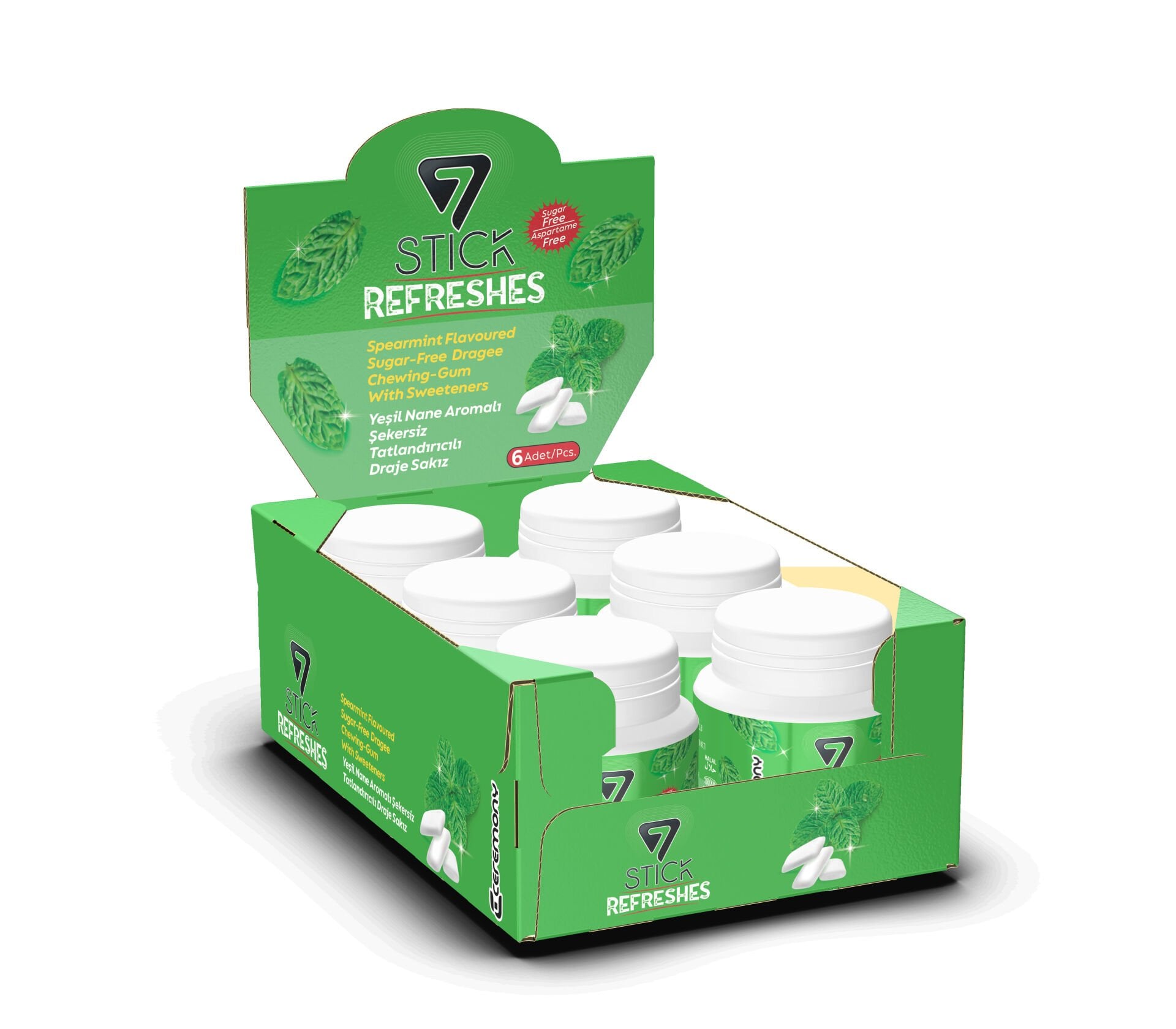 7STICK SEKERSIZ SPEARMINT AROMALI DRAJE SAKIZ 60 PCS (6Adet)