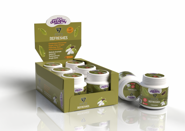7STICK SEKERSIZ CARDAMOM AROMALI DRAJE SAKIZ 60 PCS (6Adet)