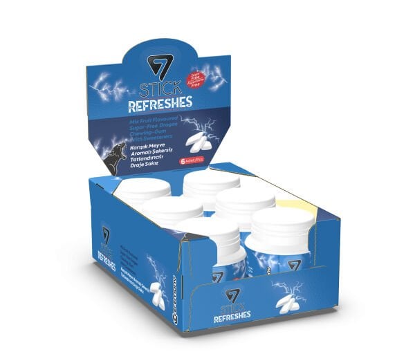 7STICK SEKERSIZ KARIŞIK MEYVE AROMALI DRAJE SAKIZ 60 PCS (6Adet)