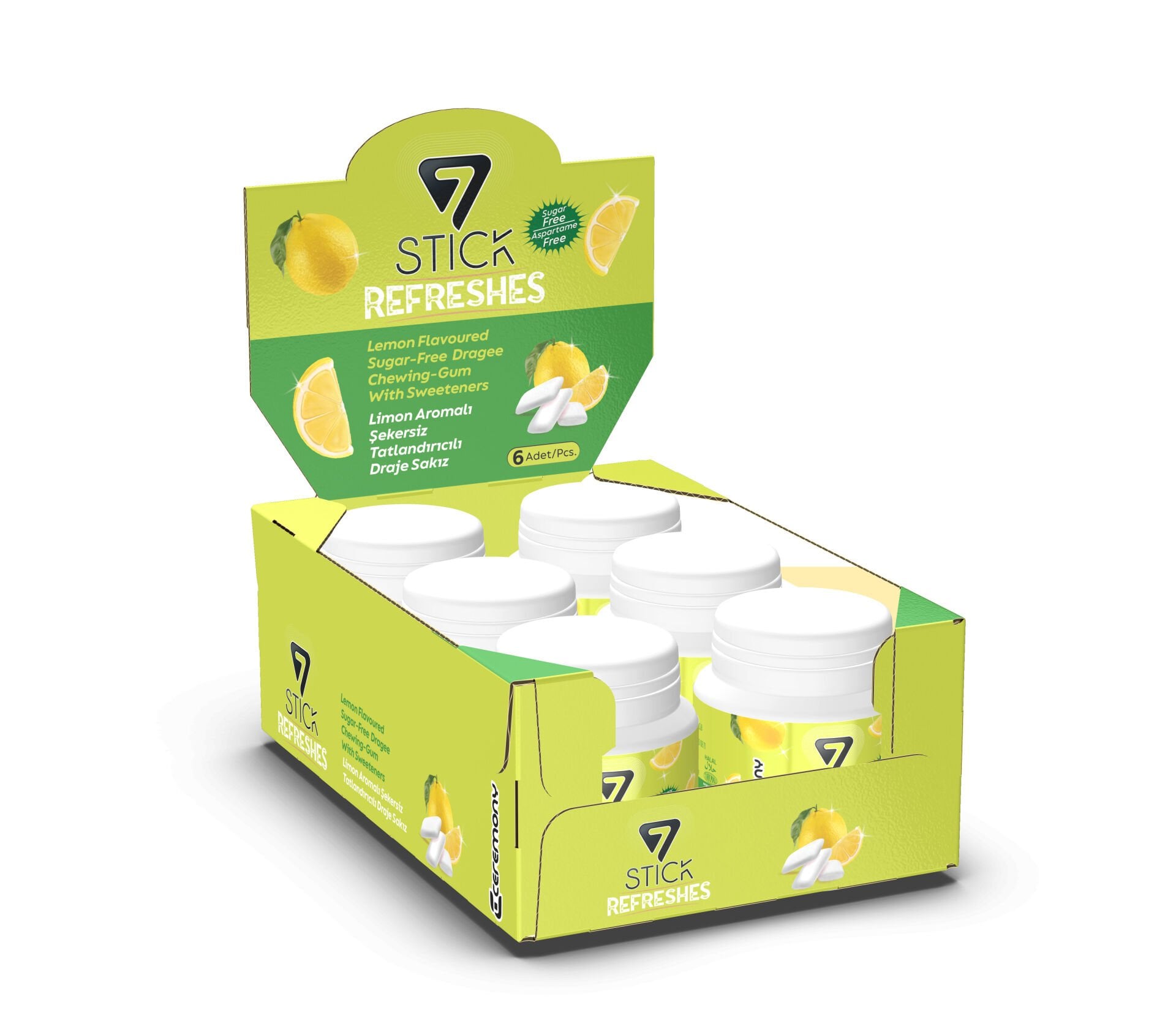 7STICK SEKERSIZ LEMON AROMALI DRAJE SAKIZ 60 PCS (6Adet)