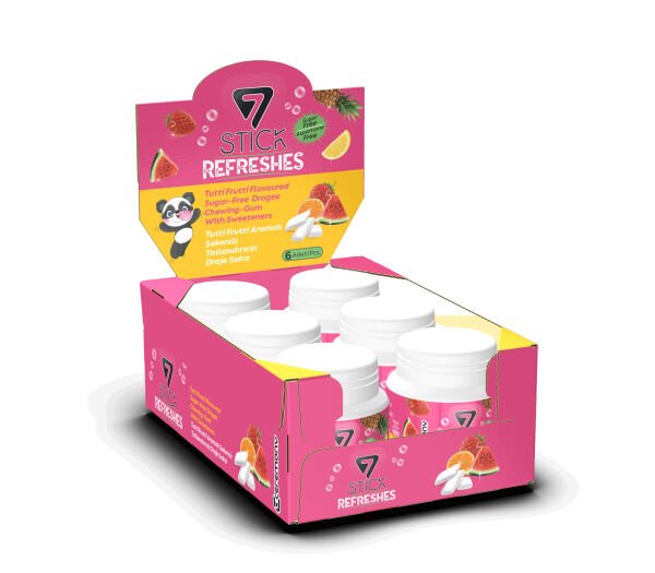 7STICK SEKERSIZ TUTTI FRUTTI AROMALI DRAJE SAKIZ 60 PCS(6Adet)
