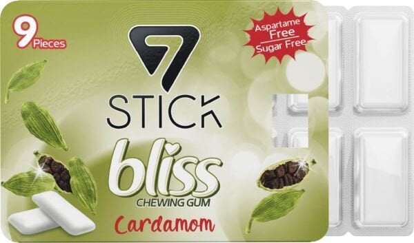 7STICK SEKERSIZ CARDAMOM AROMALI BLISTER SAKIZ 9 PCS