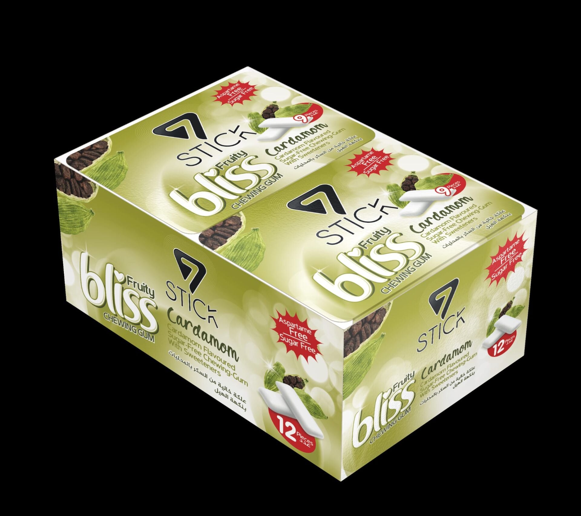 7STICK SEKERSIZ CARDAMOM AROMALI BLISTER SAKIZ 9 PCS(12Adet)