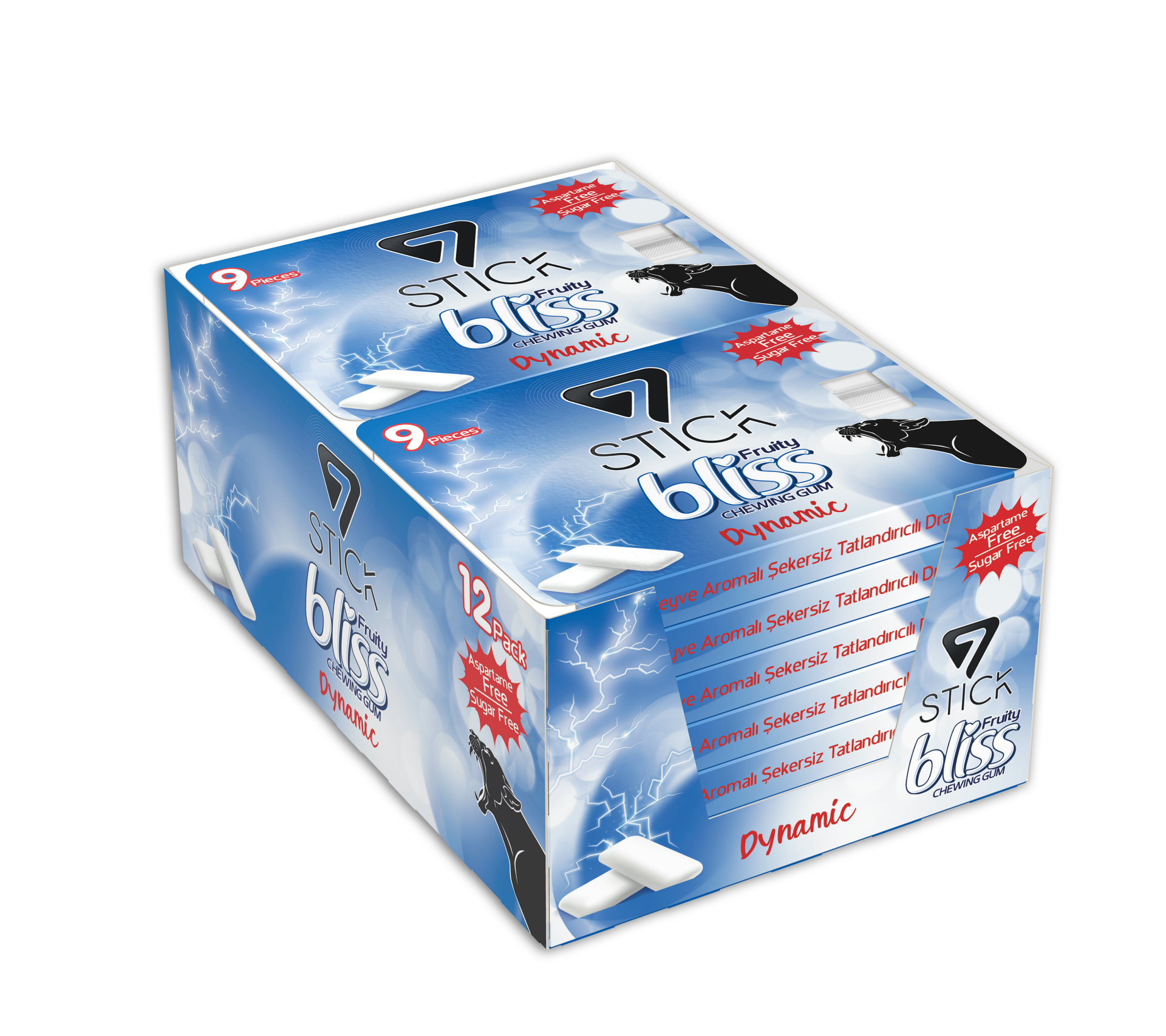 7STICK SEKERSIZ KARIŞIK MEYVE AROMALI BLISTER SAKIZ 9 PCS (12Adet)