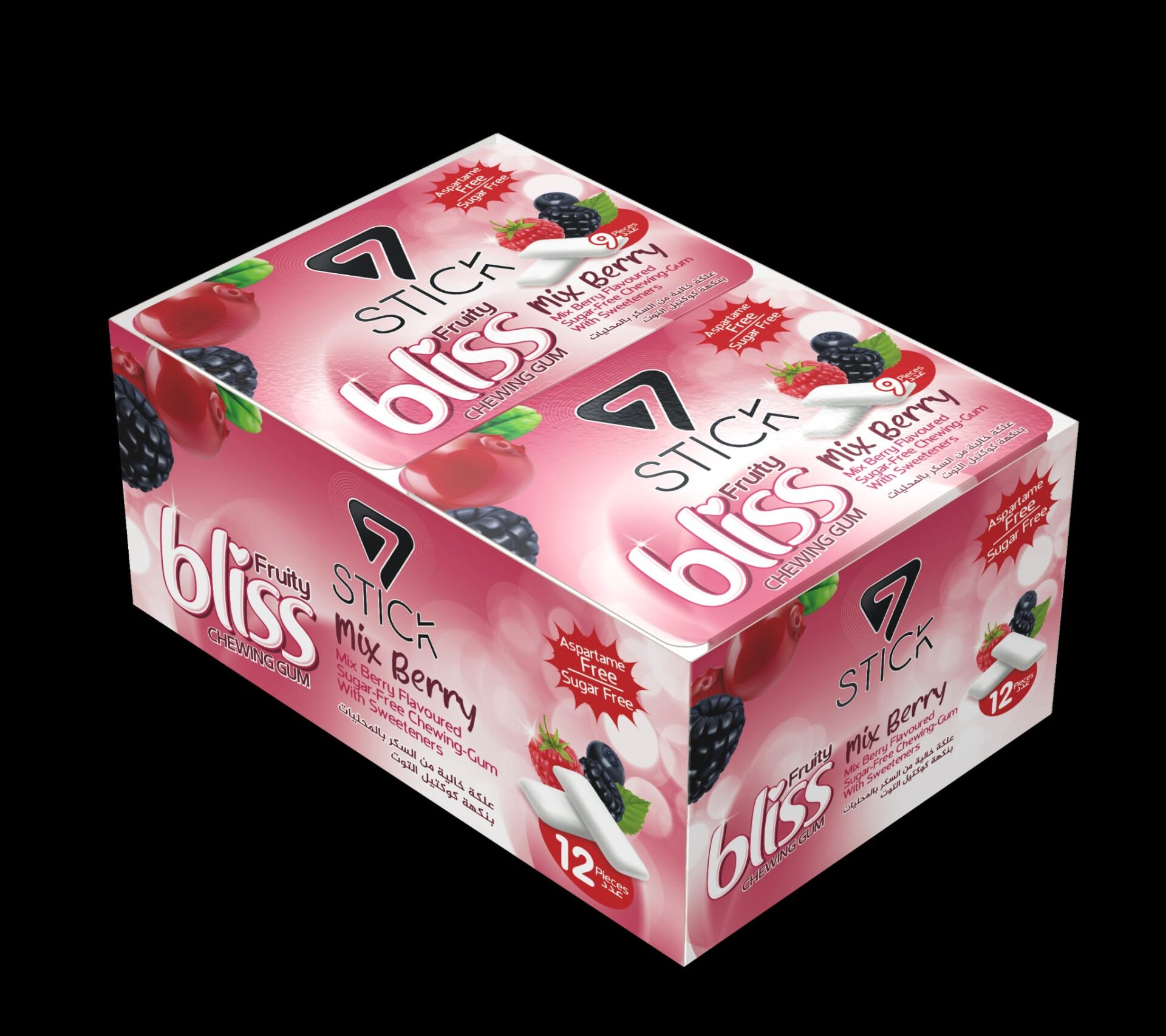 7STICK SEKERSIZ MIX BERRY AROMALI BLISTER SAKIZ 9 PCS (12Adet)