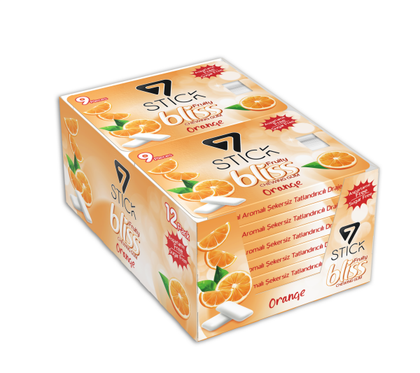 7STICK SEKERSIZ ORANGE AROMALI BLISTER SAKIZ 9 PCS (12Adet)
