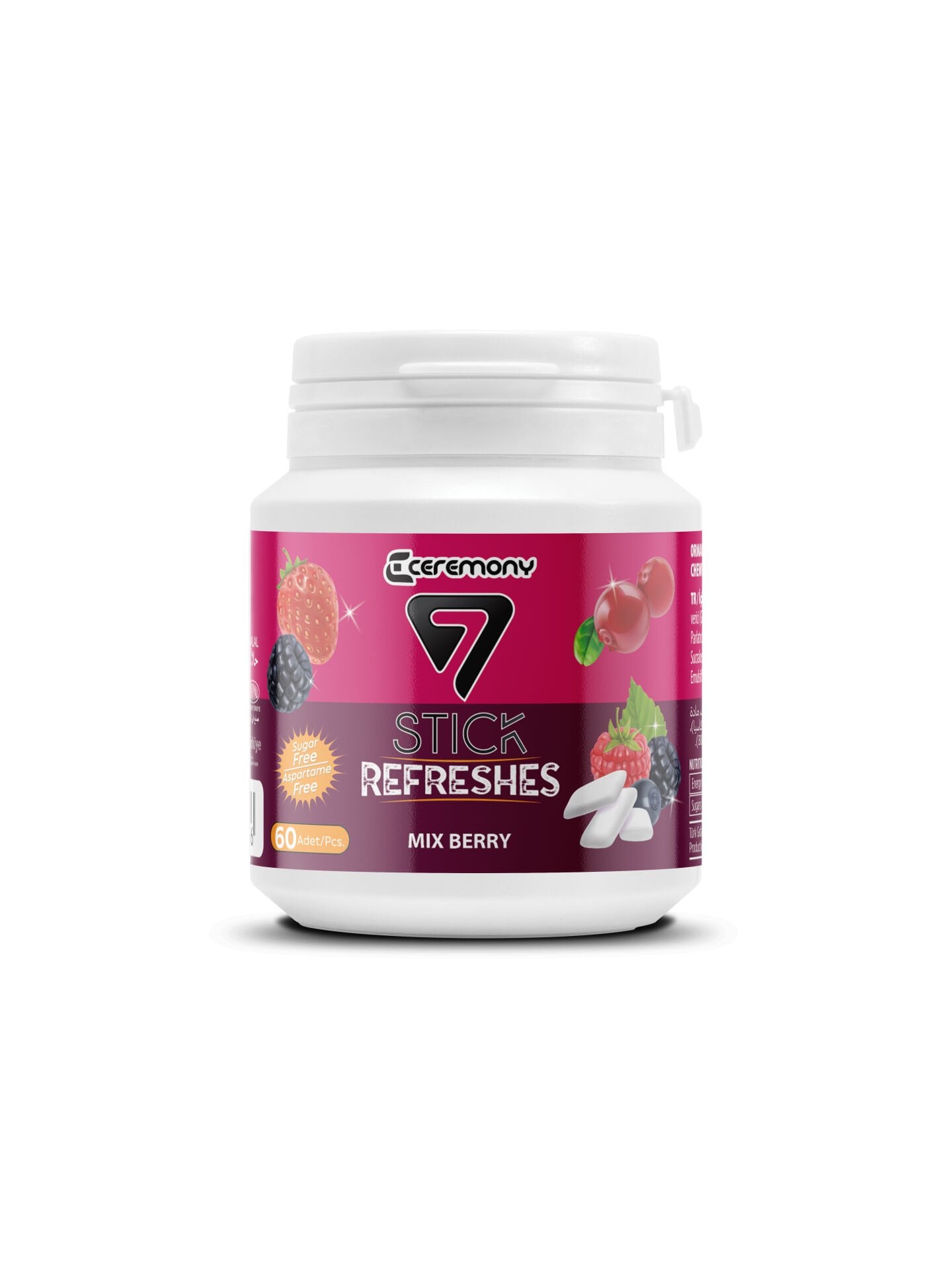 7STICK SEKERSIZ MIX BERRY AROMALI DRAJE SAKIZ 60 PCS