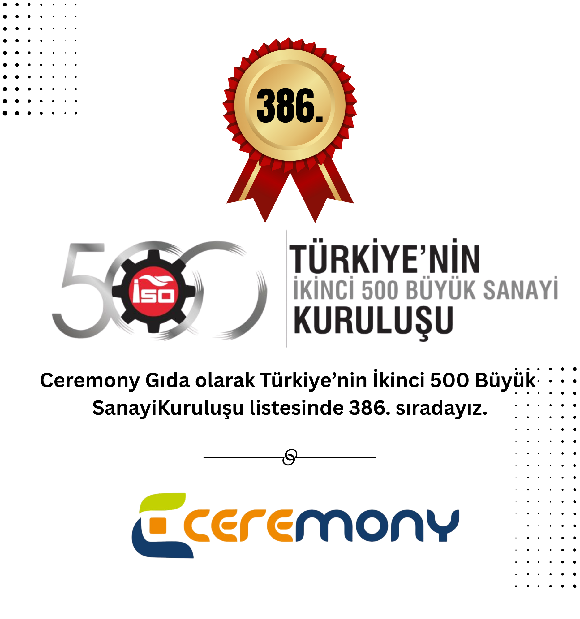 <span> Türkiye’nin İkinci 500 Büyük Sanayi Kuruluşu</span> Arasında Yerimizi Aldık